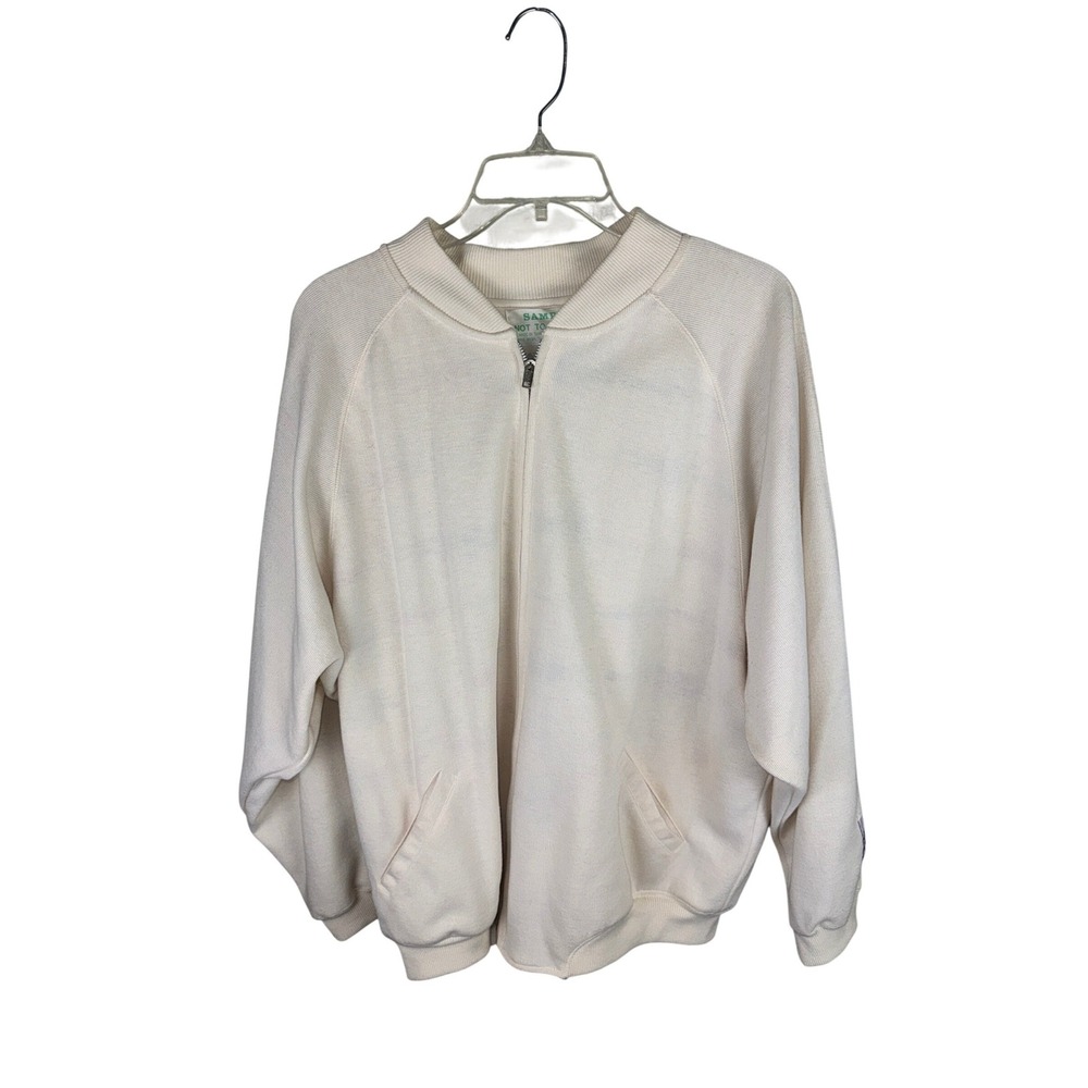 Vintage Beverly Hills Polo Club Sport Sample Zip Up Jacket Cream Women XL